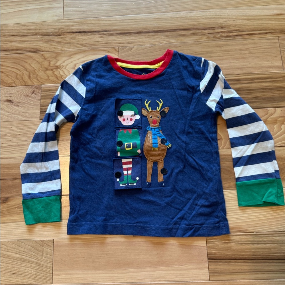 Mini Boden lift the flap Santa, Rudolph appliqué shirt